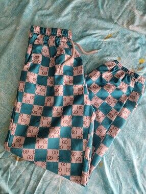 NWOT Checkerboard Drawstring Pants With Pockets